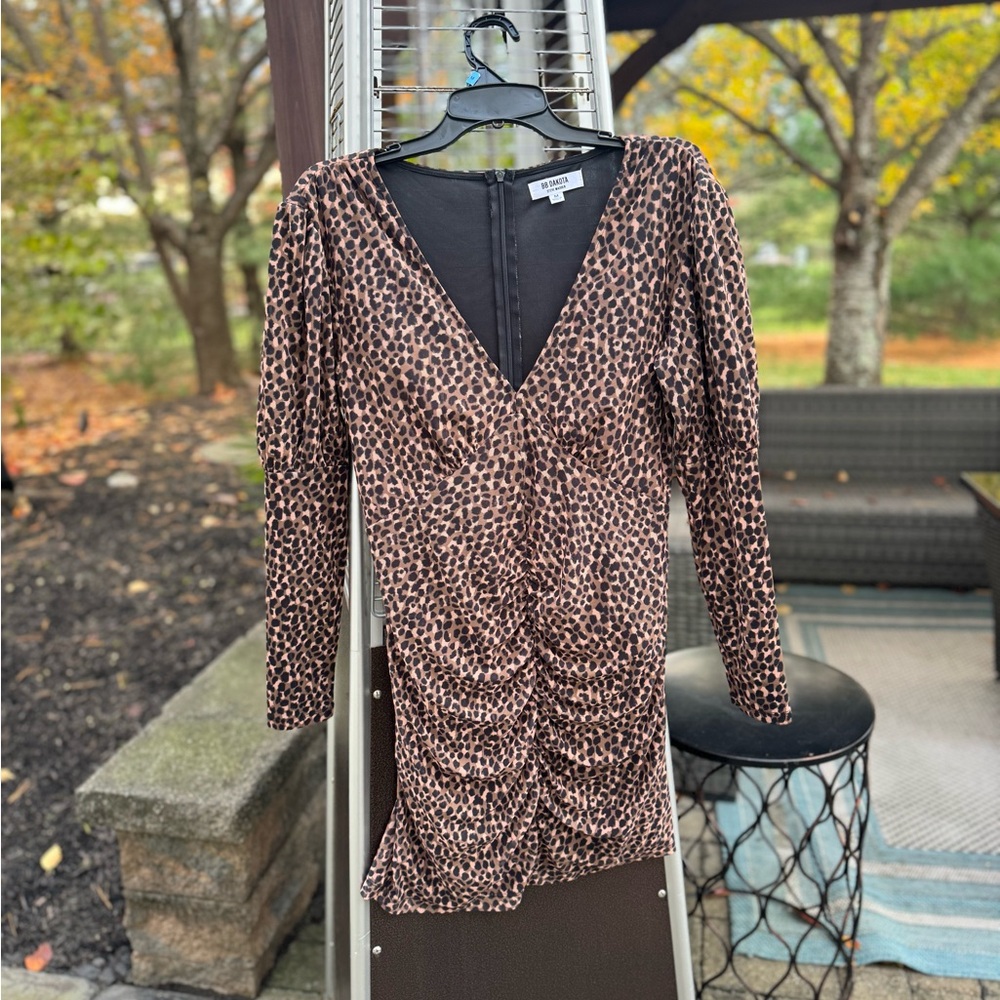 BB Dakota by Steve Madden Leopard Print Long Sleeve Dress